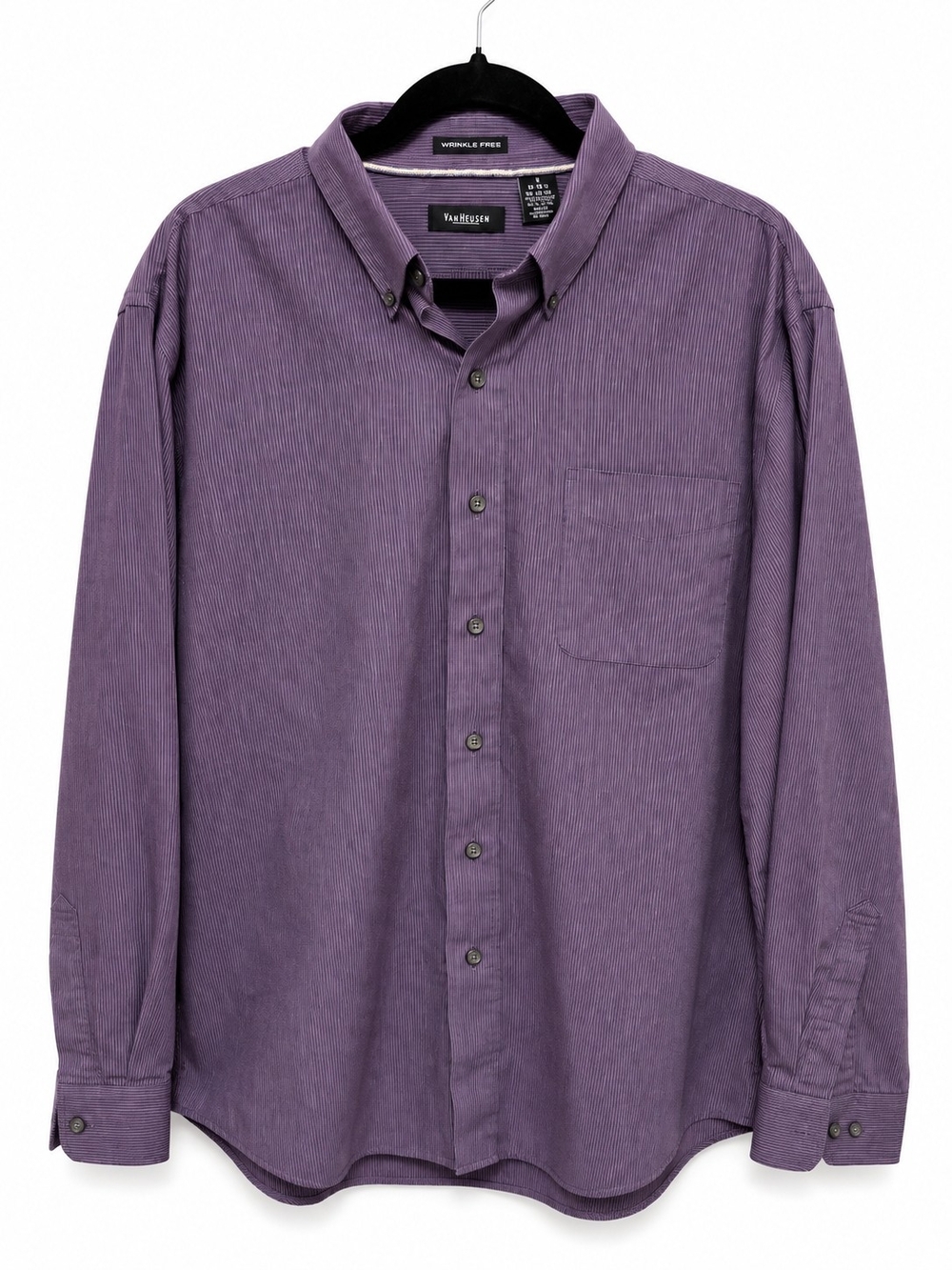Van Heusen Purple Striped Wrinkle Free Button Down Shirt Men’s Large 16-16.5